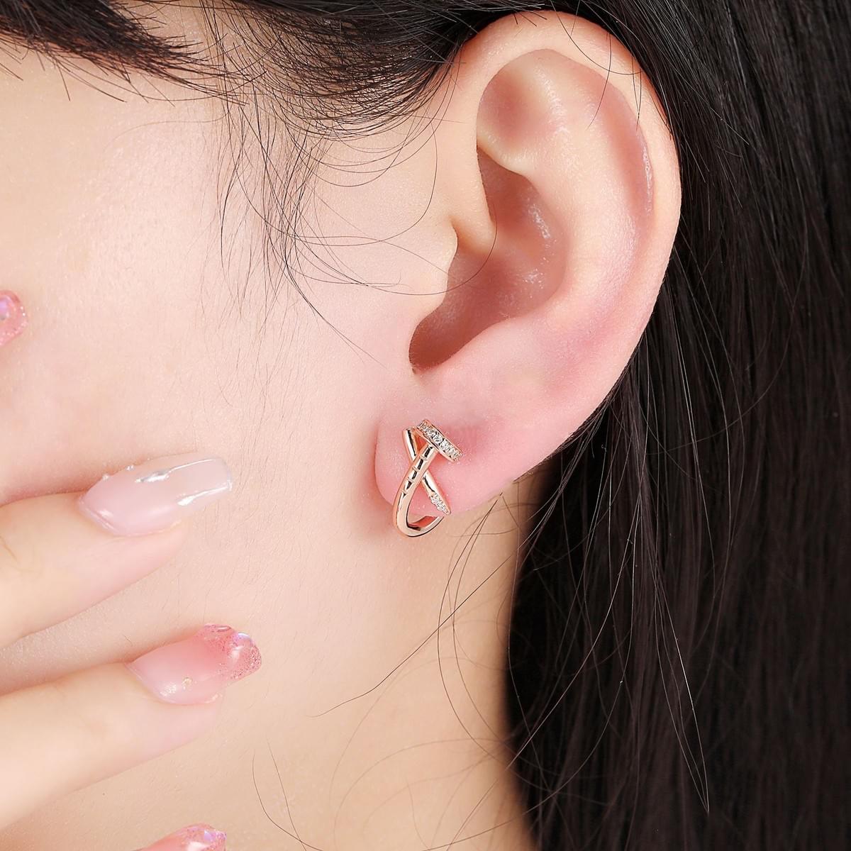 B2B Wholesale S925 Silver Rose Gold Plated 5A Cubic Zirconia Nail Minimalist Jewelry Set