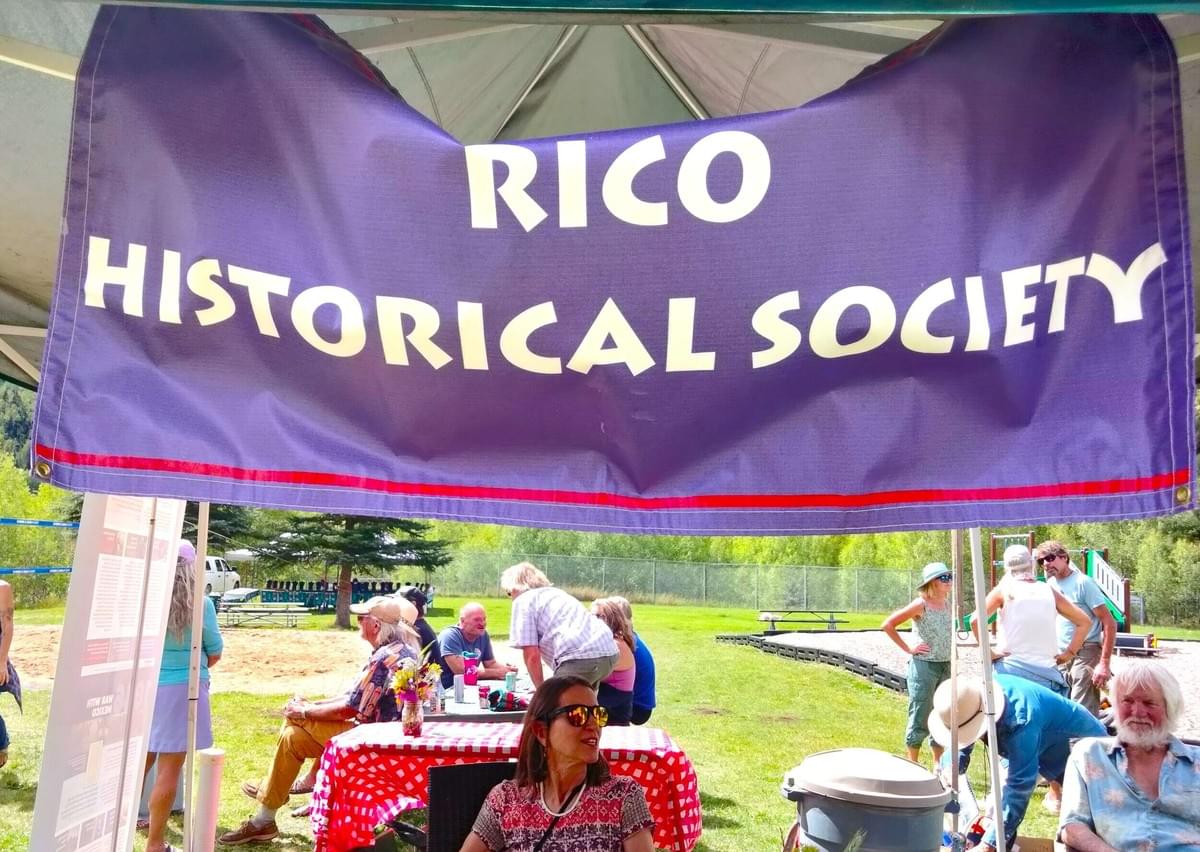Rico Historical Society banner at Old Timer's Picnic, Rico Town Park, Rico CO - Sept 6, 2026
