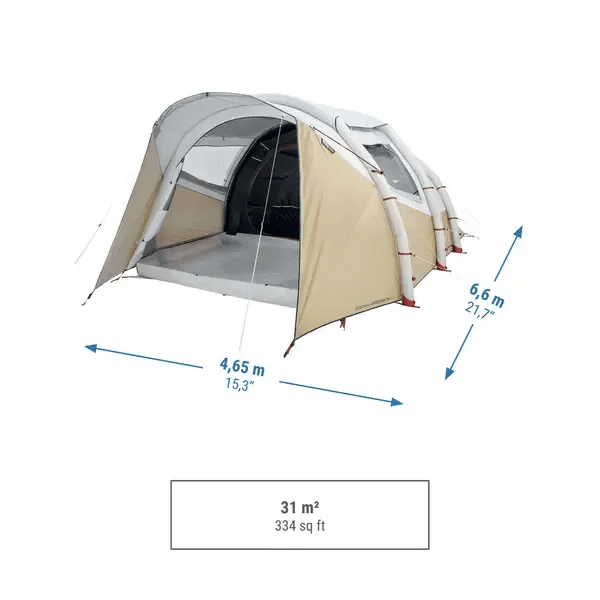 【5人帳】2房1廳露營充氣帳篷 QUECHUA (超遮陽黑黑帳)