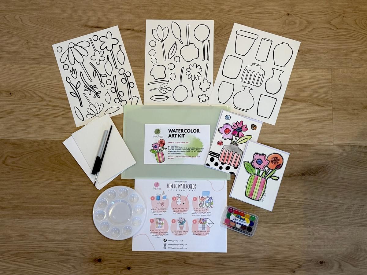 Watercolor Art Kit -Flowers and Vases