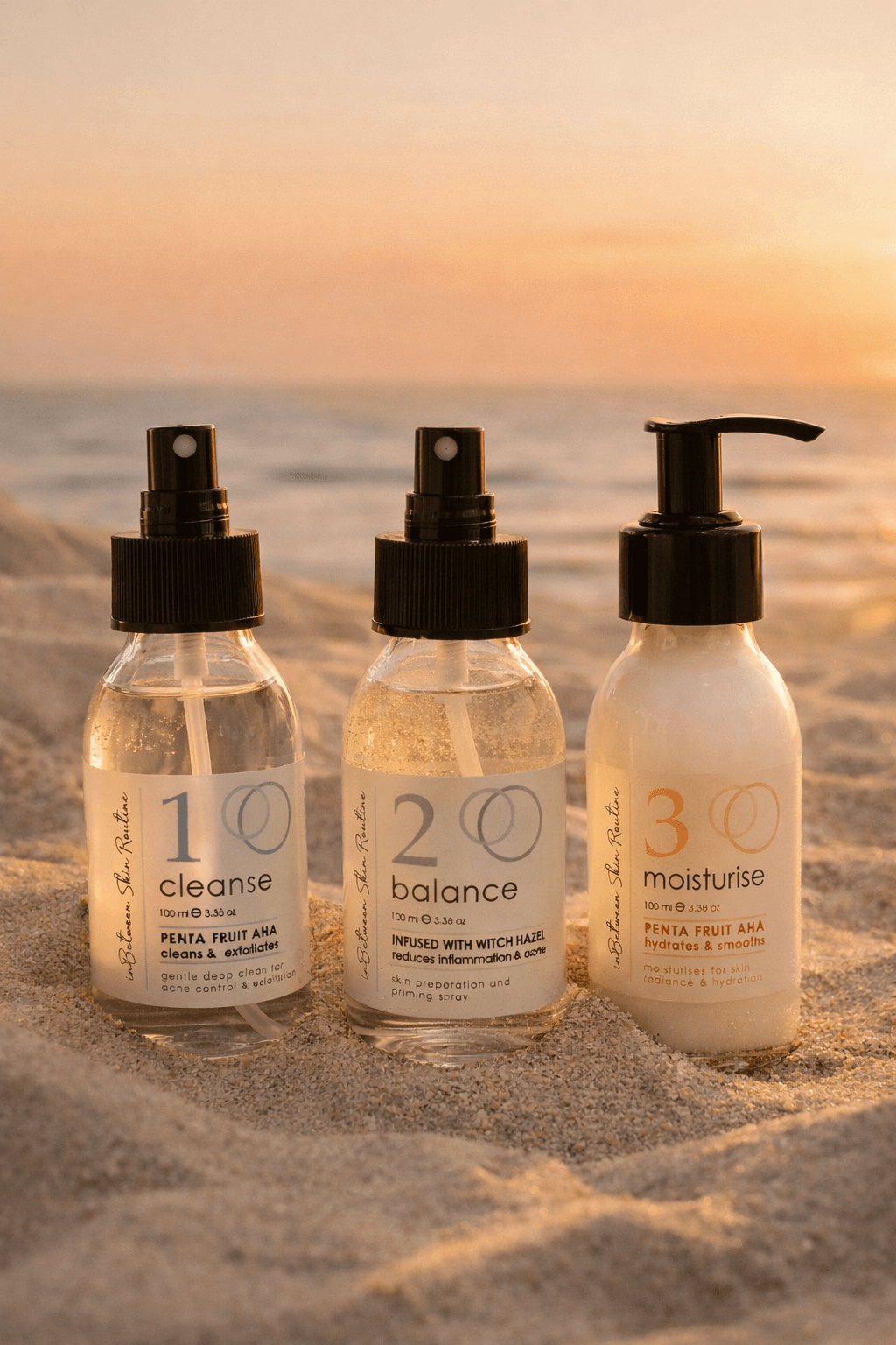 In-Between Products Easy 1-2-3 Clear Skin Routine (Cleanse, Mist & Moisturise)