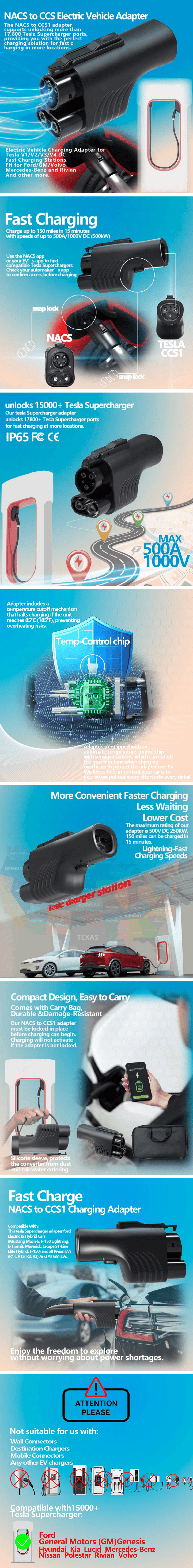 NACS to CCS Electric Vehide Adapter