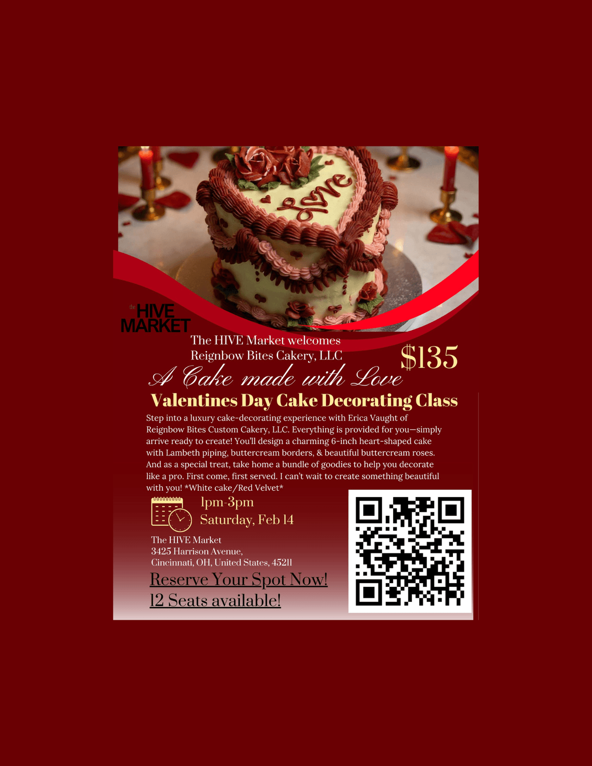 We invite vendors to collaborate with us, creating a diverse marketplace that enriches our community and supports local entrepreneurship. Vendor Collaboration What We Offer Site Name: The Hive Market
Domain (optional): hivecraftcocktails.com/thehivemarket or custom domain
Connected Brand: Hive Craft Cocktails
Platform: Strikingly
Goal: Celebrate local artists, promote community events, and invite vendor collaboration
Tagline: Join the Hive

🎨 Brand Style Guide
Color Palette:

Black (#000000)

White (#FFFFFF)

Accents: Walnut (rich wood), Linen (warm neutral)

Typography:

Headings: Playfair Display (or similar elegant serif)

Body: Inter (clean, professional sans-serif)

Tone:
Elevated, inviting, stylish, approachable
Think Magnolia Market meets artisan collective

📄 Page Layout & Content
1. HERO SECTION (Full-Screen Image)
Use uploaded hero image: “HIVE Market_Final_Ad (Website).png”

No text overlay needed — use built-in graphic from image

Add a centered or bottom-floating button: "Enter the Market" → scrolls to Welcome section

2. WELCOME SECTION
Text Block Title: Welcome to The Hive Market
Body Copy:

Rooted in Cheviot’s Dora District, The Hive Market brings together arti