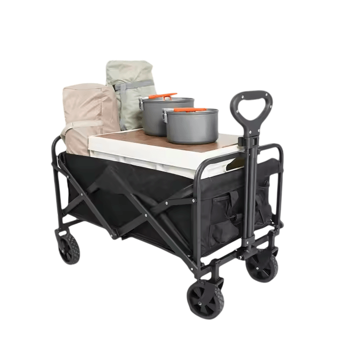 Folding Wagon Cart – Collapsible Utility Beach & Garden Trolley with Adjustable Handle & 360° Wheels