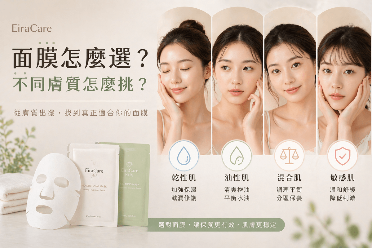 面膜怎麼選? 不同膚質怎麼挑?解釋乾性肌、油性肌、混和肌、敏感肌的差異和需求
