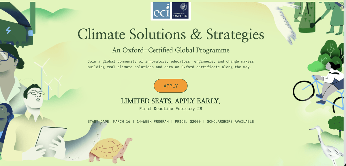 Save 20% on Skill Up for Earth’s Oxford Certificate in Climate Solutions & Strategies (Apply by February 28)