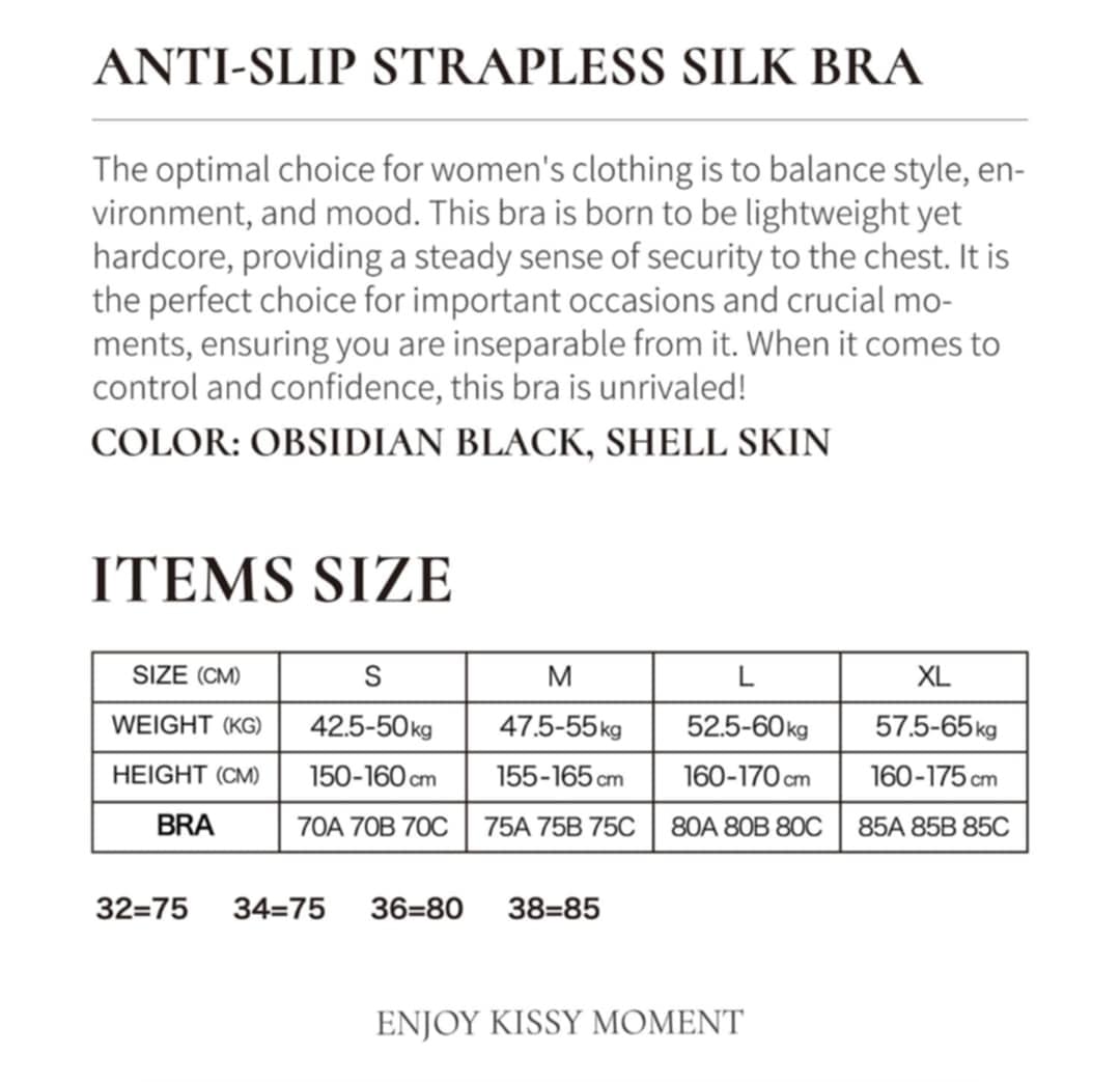 RuWen Anti-Slip Strapless Silk Bra