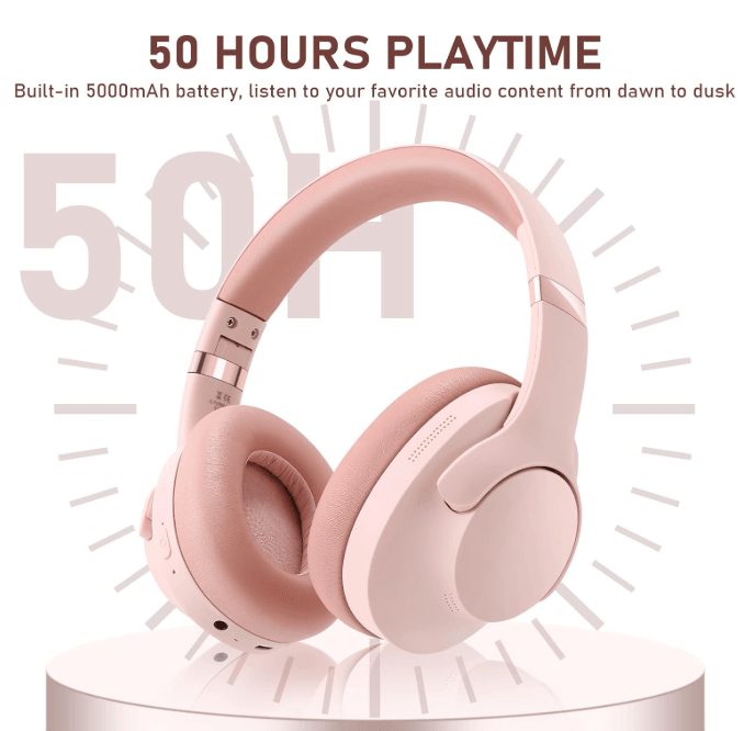 BT048S Noise Cancelling Headphones Over Ear & Beige D72 Open Ear Earbuds, Bluetooth 5.4, Deep Bass, 