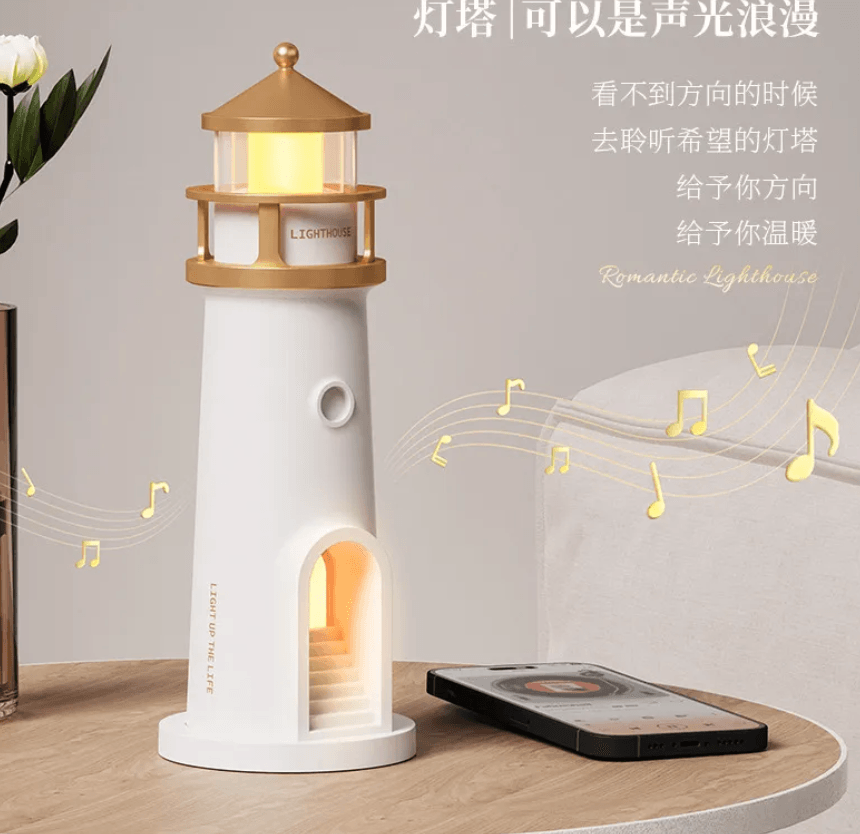 ighthouse-shaped lamp that projects the moon and Bluetooth Speaker, Christmas Gift 