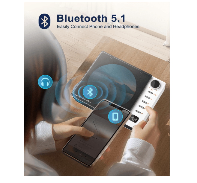 CD Player Portable, Leapwell Portable CD Player with Speakers Bluetooth Rechargeable, Small Compact 