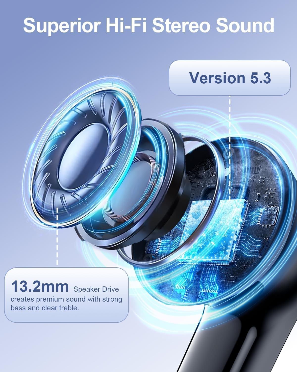 Wireless Earbuds Bluetooth Headphones, Ear Buds with Deep Bass, Power Display,