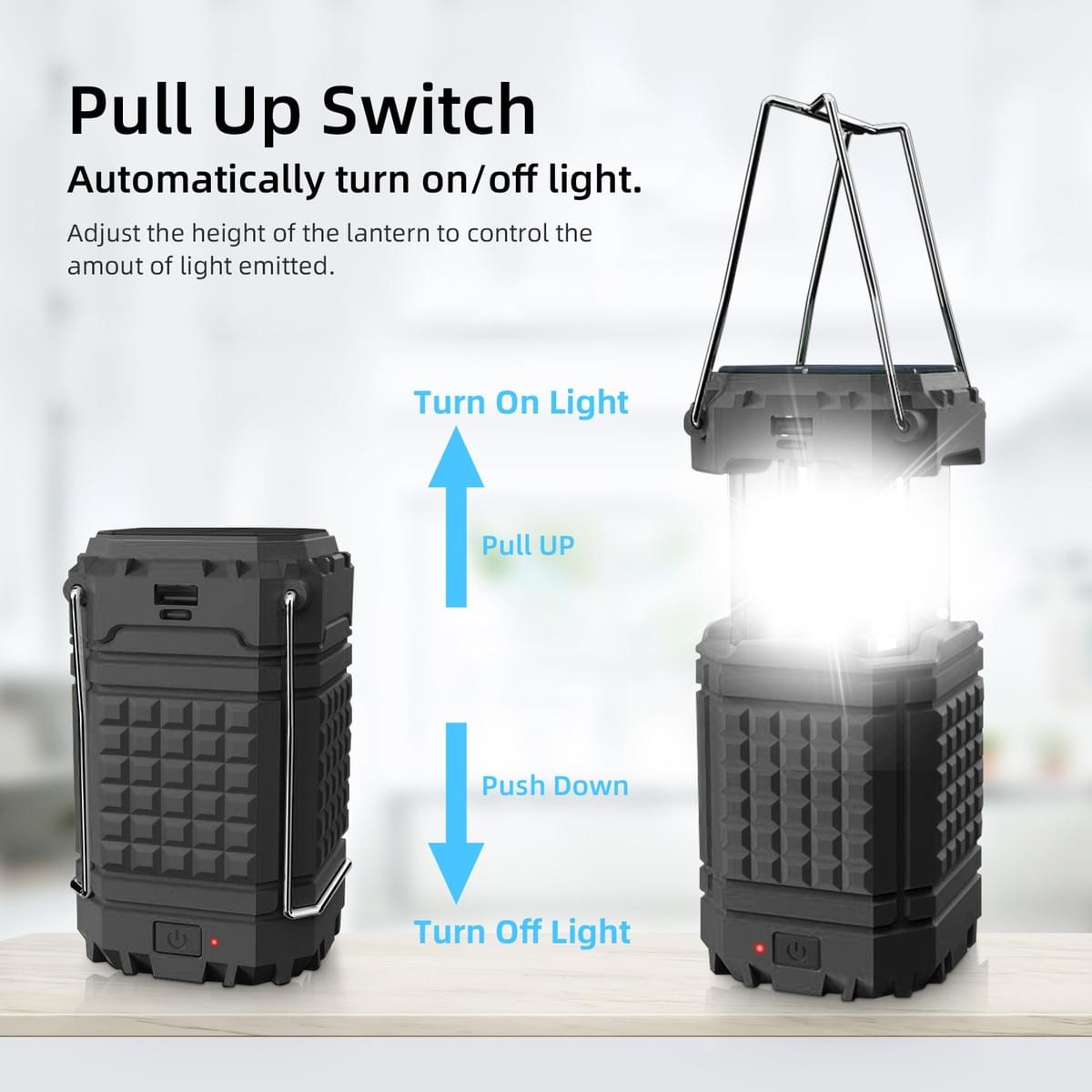 Rechargeable Camping Lantern Solar Lantern ABS Battery Powered LED for Power Outages