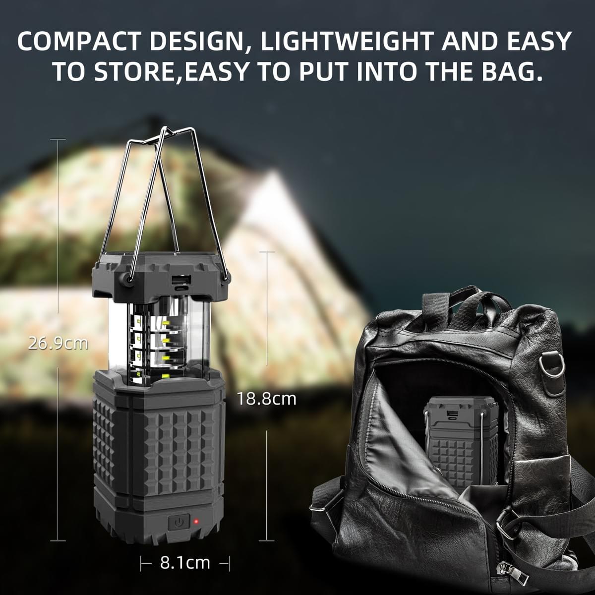 Rechargeable Camping Lantern Solar Lantern ABS Battery Powered LED for Power Outages