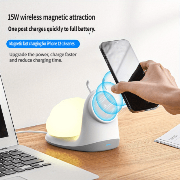Creative Desktop Magnetic Wireless Charger Suitable for Patting Small Night Lights with snail shaped