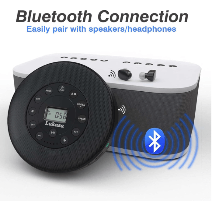 ortable Bluetooth CD Player Built-in Speaker Stereo, Personal Walkman MP3 Players Rechargeable Compa