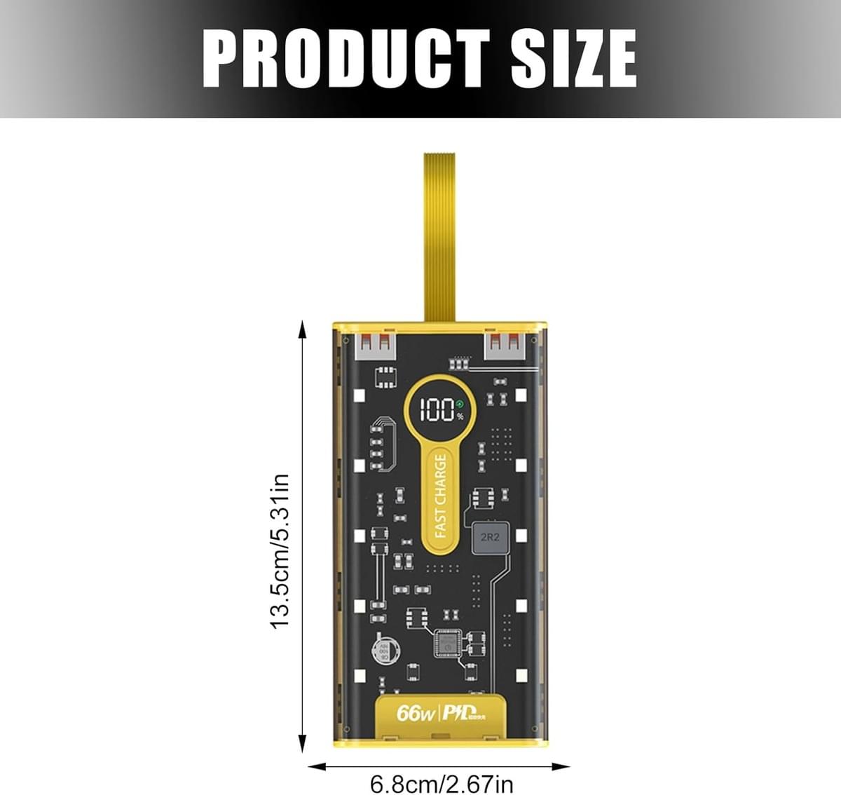 Portable Charger Power Bank, 66W Fast 20000mAh Charging Bank Charger, Portable Outdoor Charging Bank