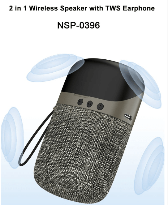 2 in 1 Wireless Speaker with TWS Earphone 