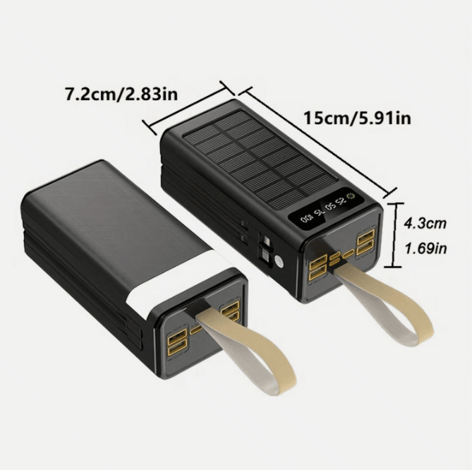 30000mAh Solar Power Bank With PD 20W Fast Charging, Dual USB Type-C