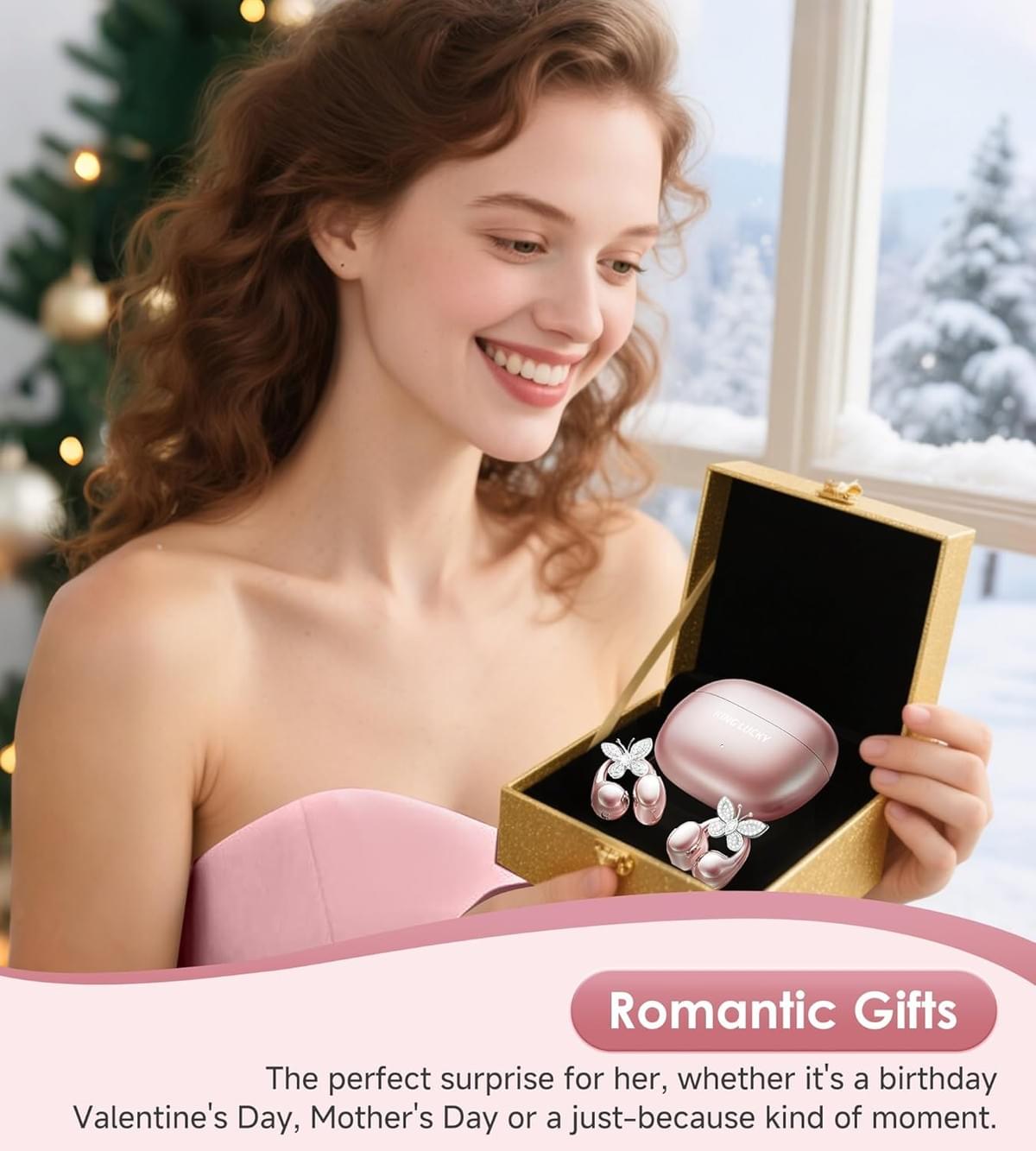 Clip-on Earbuds Jewelry Wireless Bluetooth Open Ear Headphones withDetachable Butterfly Earrings