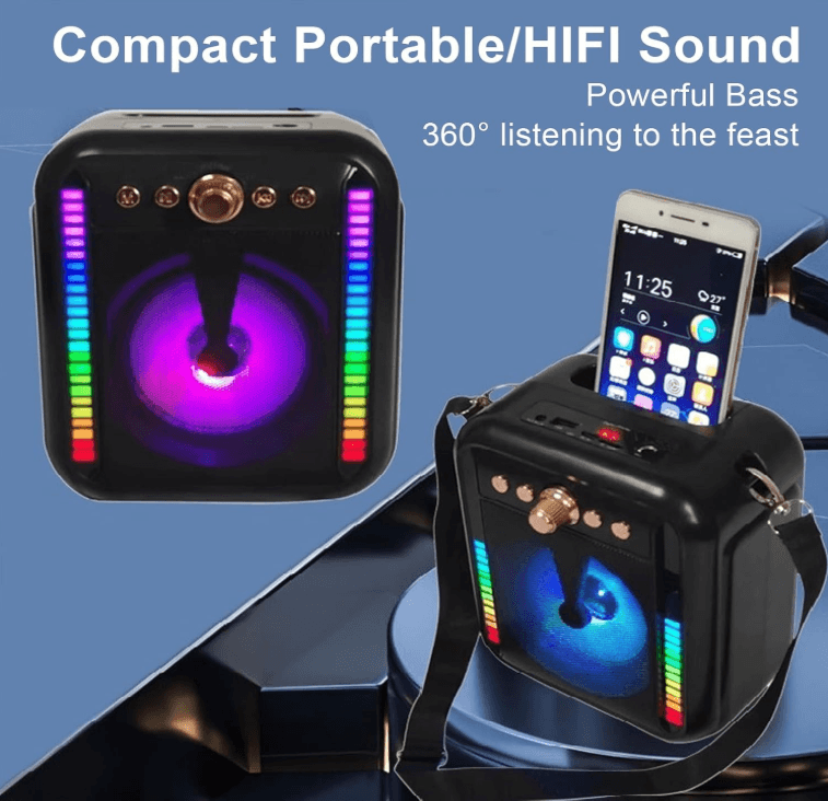 Mini Karaoke Machine for Kids, Adults, Portable Bluetooth Karaoke Speaker with Wireless Microphones 