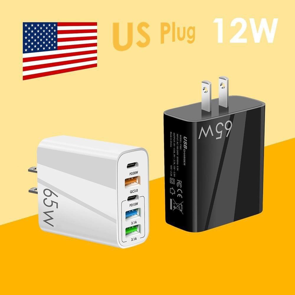 European USB C Charger Block, PD20W QC3.0 Fast Charging Multi Ports, 2 USB C 3 USB A Europe Plug 