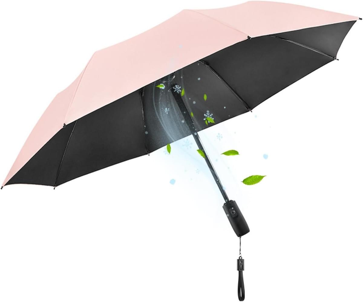 Umbrella with Fan and Mist Spray, 2025 upgraded UV Blocking Umbrella with Fan and Mister for Summer 