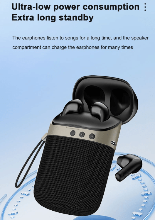 2 in 1 Wireless Speaker with TWS Earphone 