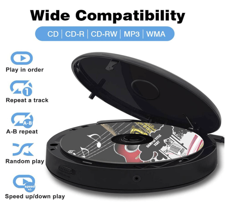 ortable Bluetooth CD Player Built-in Speaker Stereo, Personal Walkman MP3 Players Rechargeable Compa