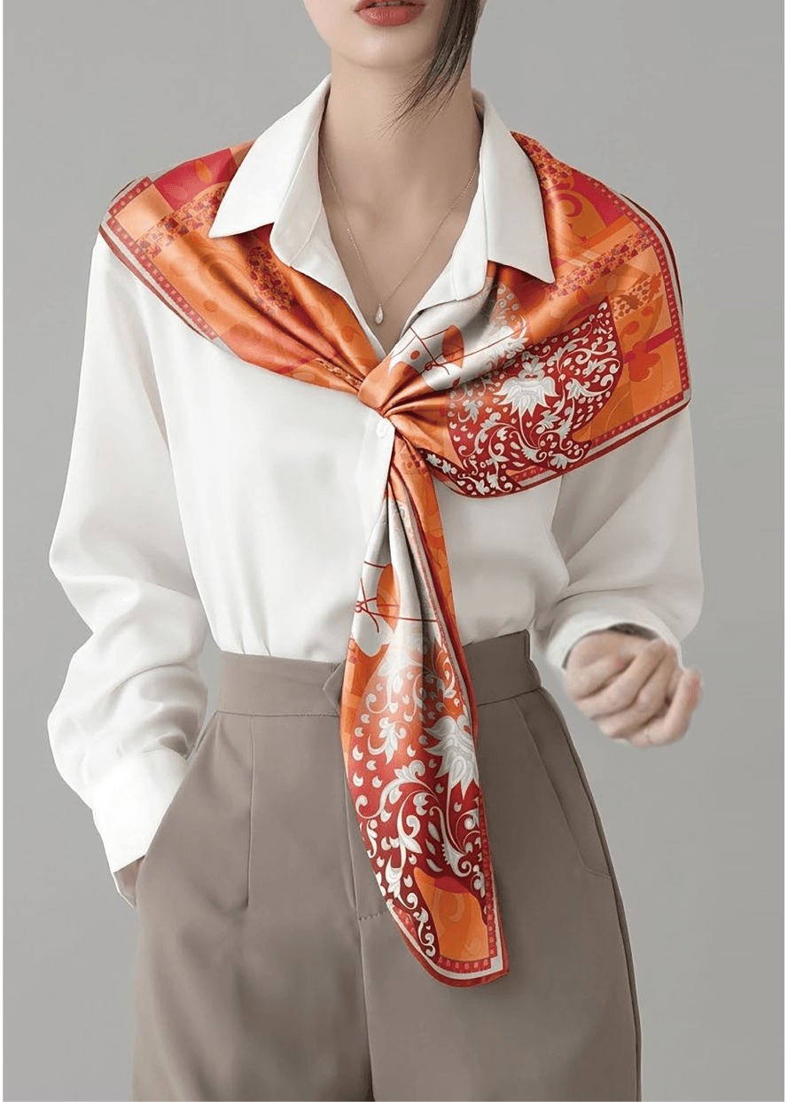 「骏彩华章」番号A030 シルクスカーフ Scarf シルク100%