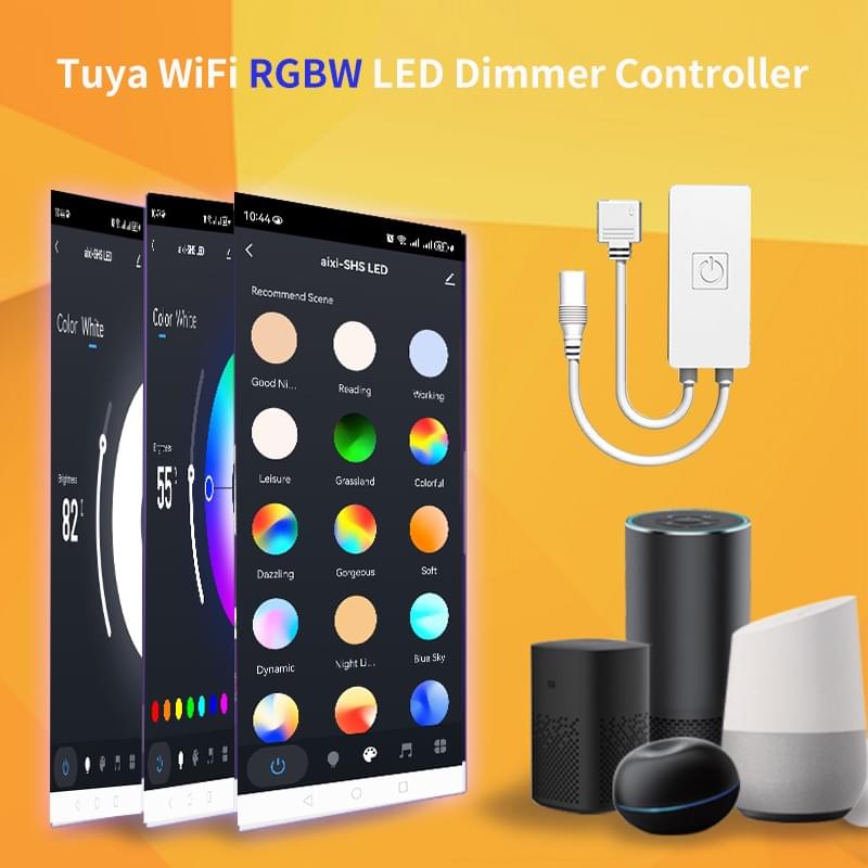 Smart Wi-Fi LED Strip Controller 5 Pin RGBW DC12-24V, Tuya APP Remote Control Smart Lighting 