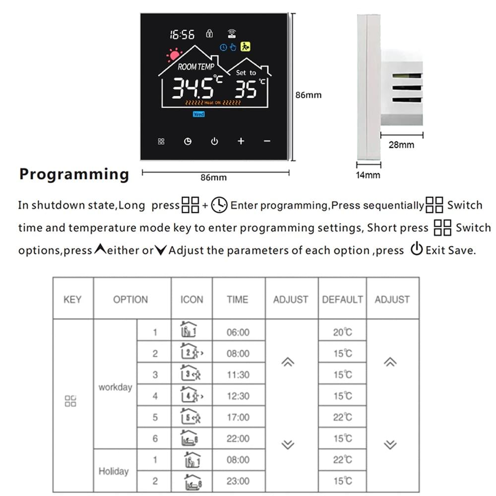 Tuya WiFi Smart Thermostat Programmable 16A Electric Floor Heating 3A Water Heating Gas Boiler