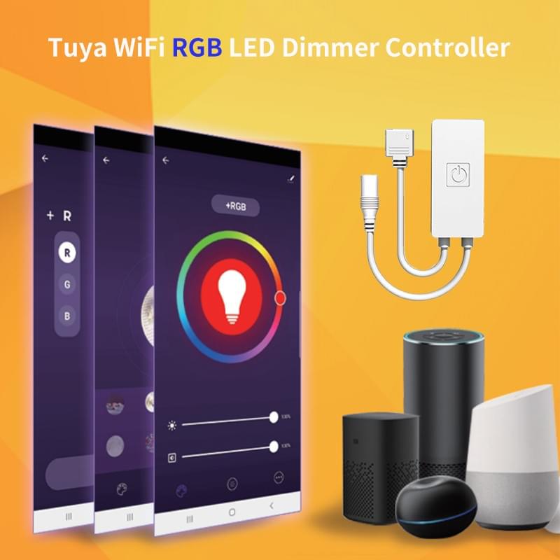 Tuya Smart Wi-Fi RGB LED Controller Dimmable DC12-24V Compatible with Alexa & Smart Life APP