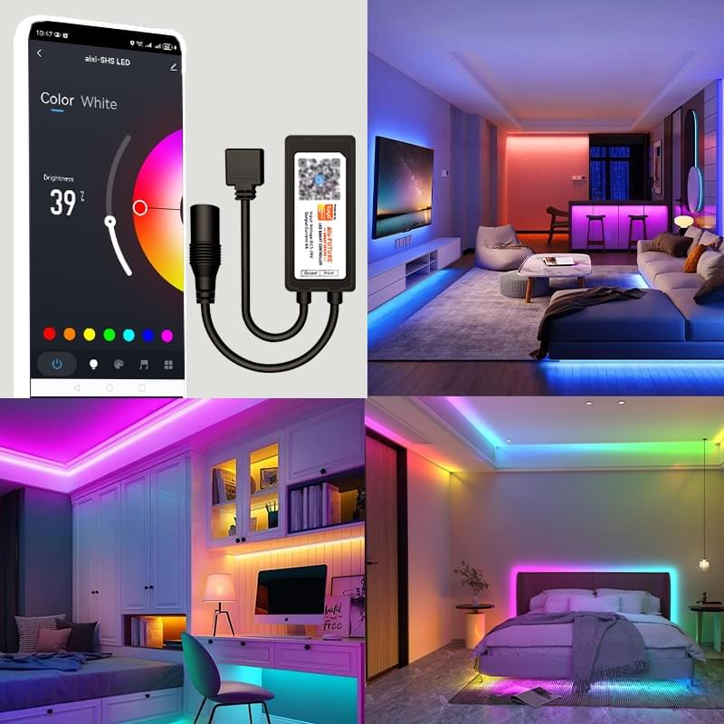 Smart Wi-Fi LED Strip Controller 5 Pin RGBW DC12-24V, Tuya APP Remote Control Smart Lighting 
