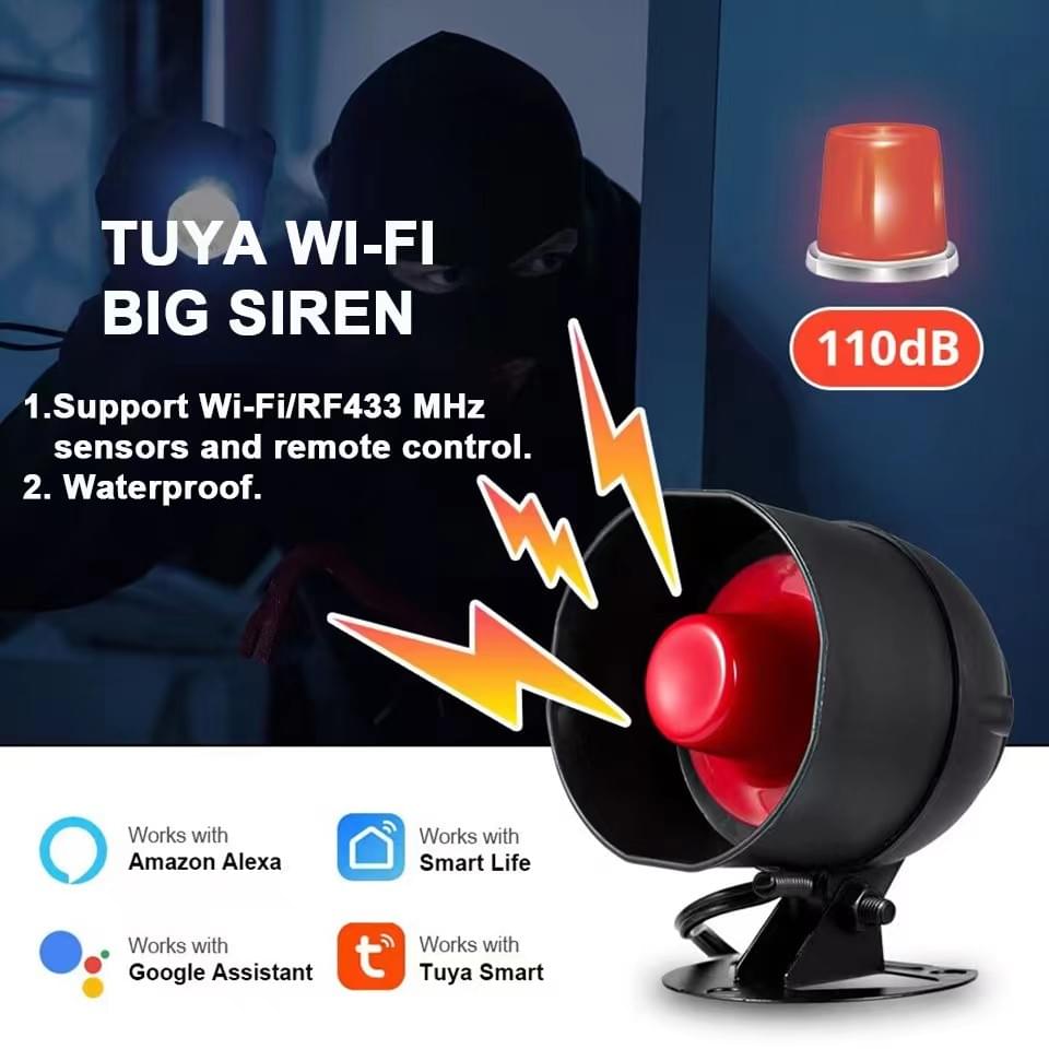 Tuya WiFi 433Mhz Outdoor Smart Siren Waterproof Alarm System Hub