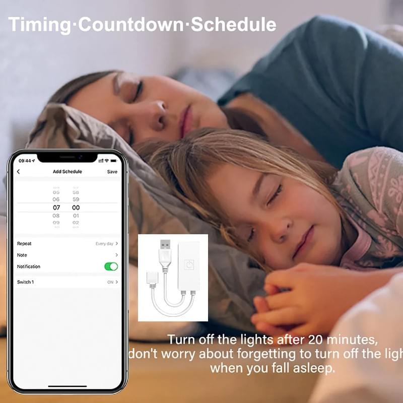 WiFi LED Controller USB DC5V, Tuya App Remote Control, Dimmable Light, Compatible with Alexa