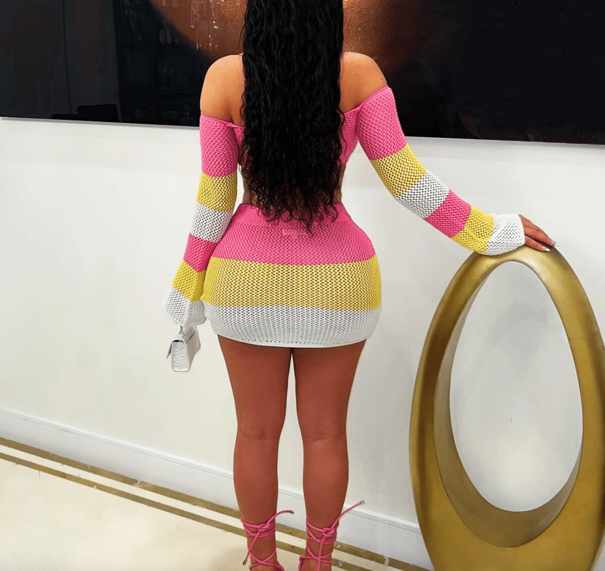 Women Knitted Heart Long Sleeve Patchwork Skirt Set (Factory Price)