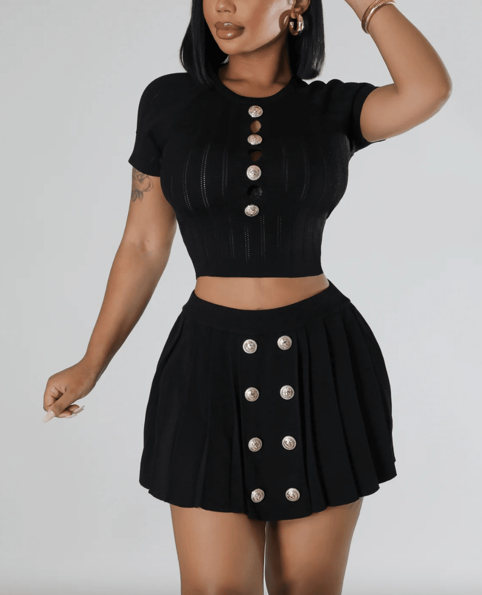 Women Summer Short Sleeve Knitted Stacked Two Pieces Set (Factory Price)