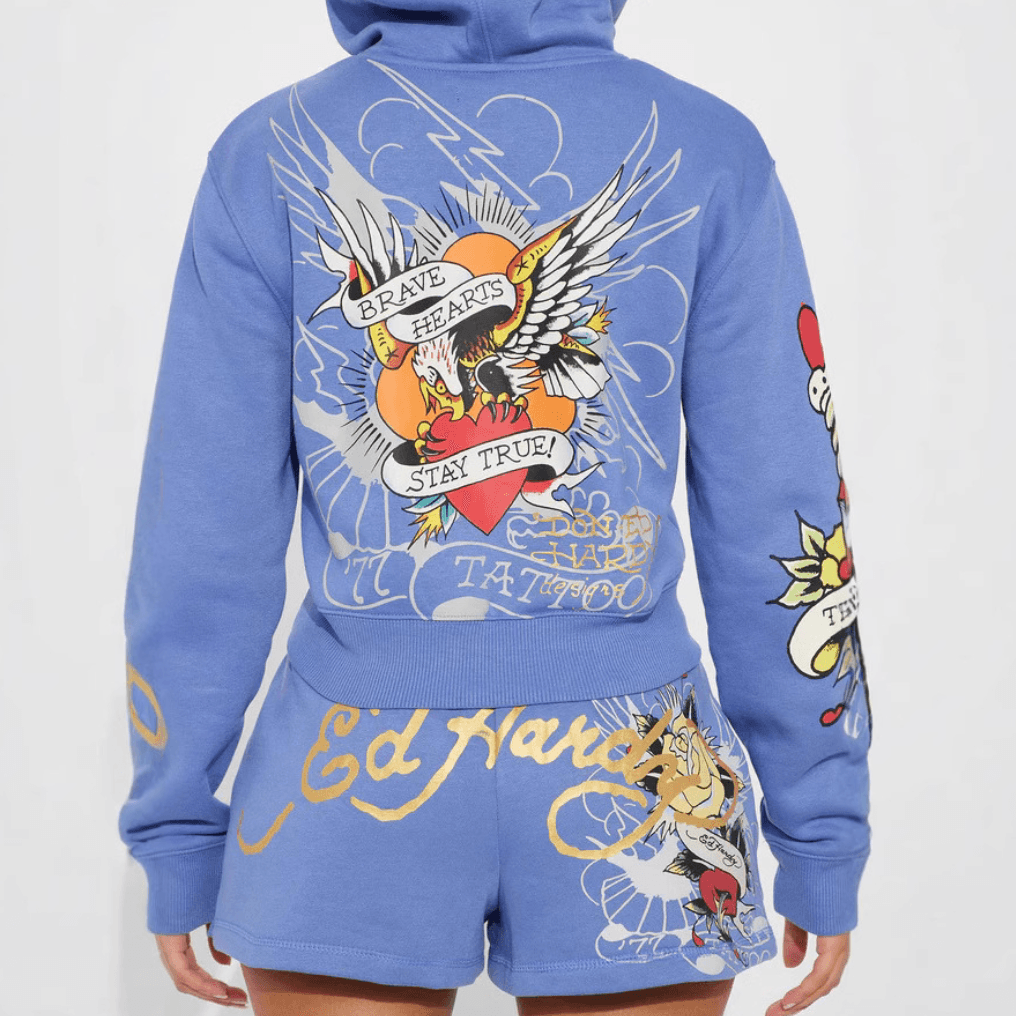Women Long Sleeve Printe Hoodie Short Set (Factory Price)
