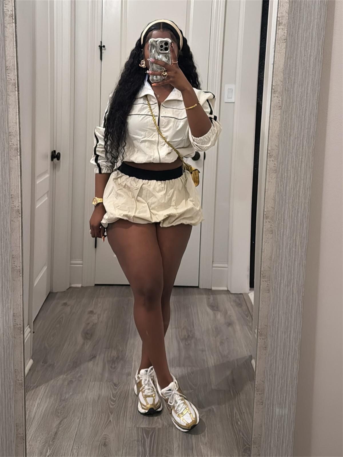 Women Fall Long Sleeve Casual Sweater Short Pants Two Set (Factory Price)