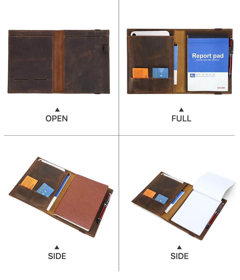 Crazy Horse Leather A5 Notebook Cover for iPad Mini | OEM Leather Case Factory