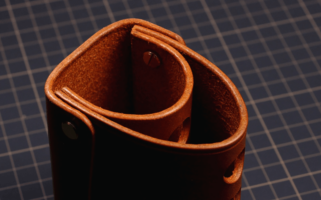 American Handmade Leather Pen Holder | Genuine Cowhide 4-Slot Desk Organizer OEM