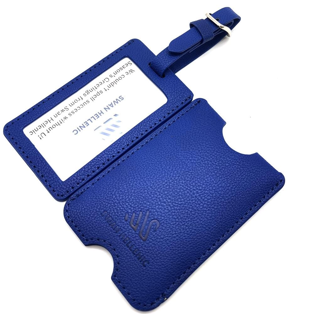 PU Leather Luggage Tag with Pull-Out ID Card & Privacy Cover | OEM Manufacturer Worldwide