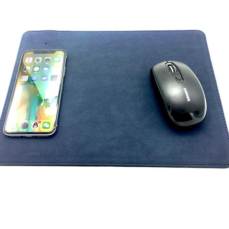 15W QI wireless charging leather mouse pad for smartphones