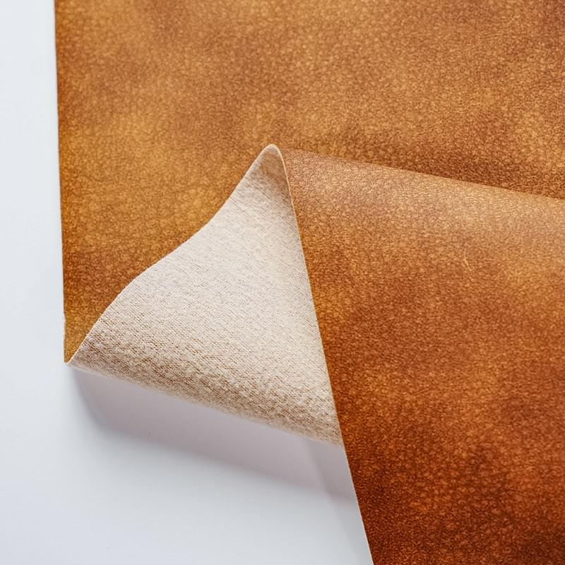 Spot wholesale two-tone retro soft drape semi-PU leather fabric with knitted brushed backing