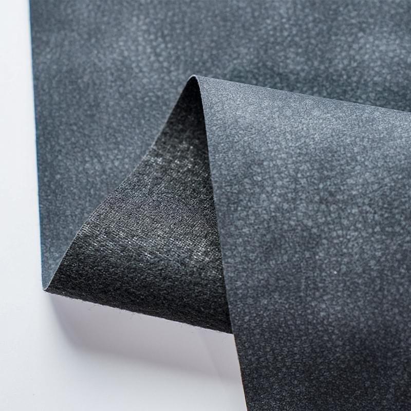 Spot wholesale two-tone retro soft drape semi-PU leather fabric with knitted brushed backing