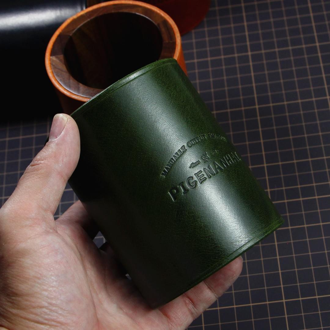 American Vintage Handmade Vegetable Tanned Leather Pen Holder | Desk Organizer OEM