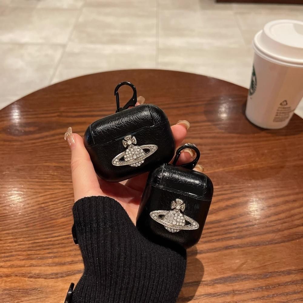 Luxury Leather AirPods Case with Diamond decoration for AirPods 1, 2, 3, Pro & Pro 2