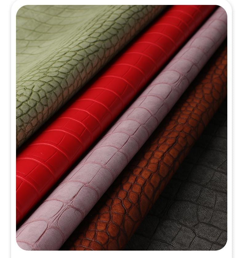Brushed fabric-backed matte crocodile-patterned and stone-patterned PVC artificial leather