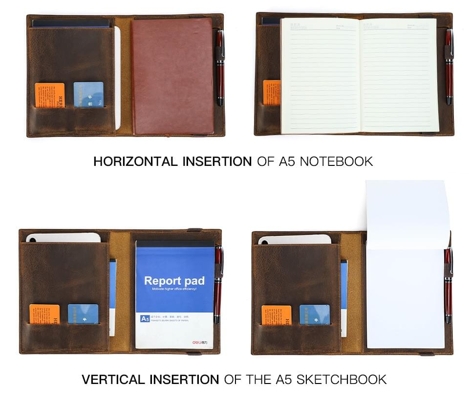 Crazy Horse Leather A5 Notebook Cover for iPad Mini | OEM Leather Case Factory