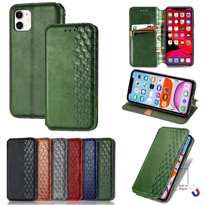 Custom Luxury Retro Flip Leather Cases with Card Holder & Stand for iPhone & Samsung | Factory 